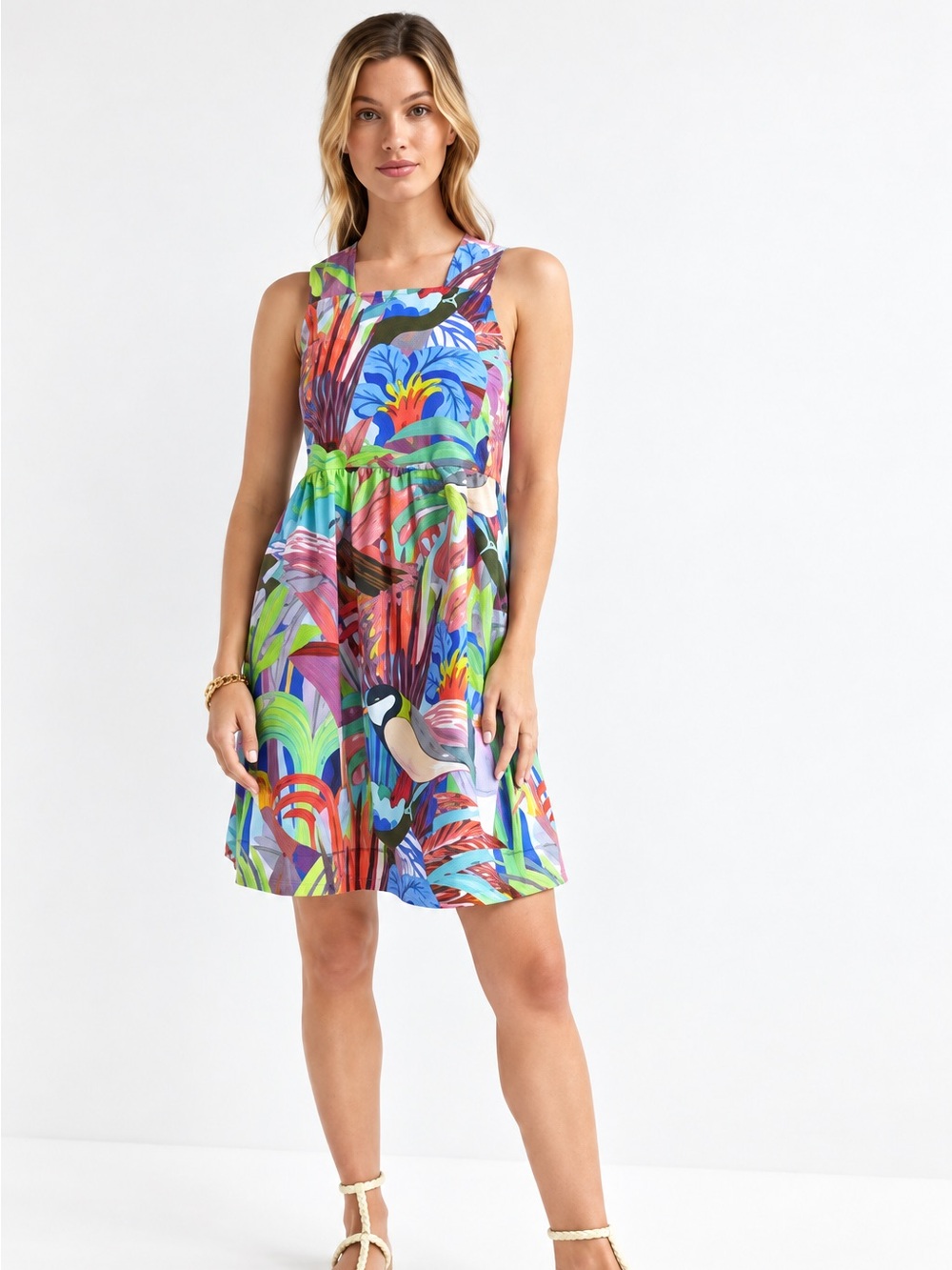 Anthropologie Elsa Puckered Swing Mini Dress